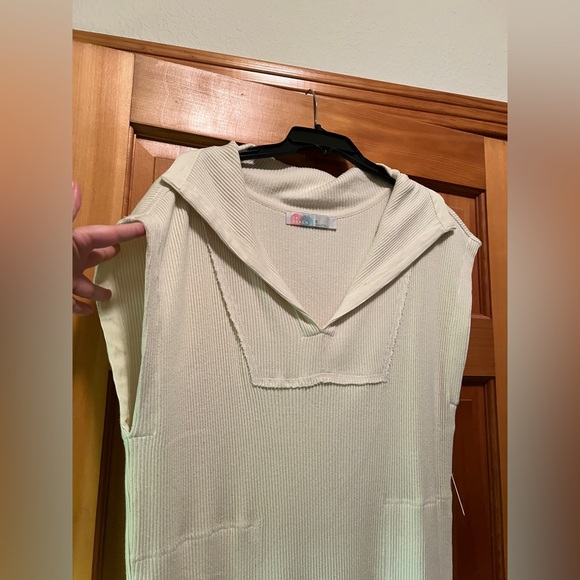 Free People Beach Ryan Ribbed Knit Midi Dress Slit Hem Relaxed Ivory Size XS - Picture 5 of 10